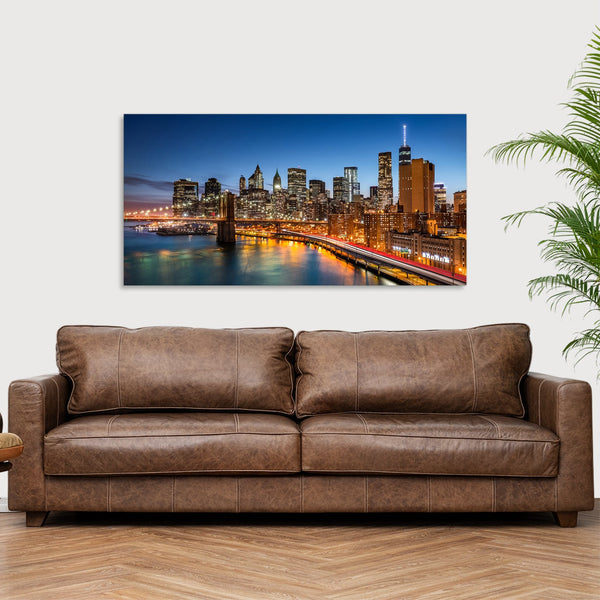 Quadro Stampa su Tela con Telaio in Legno paesaggio new york