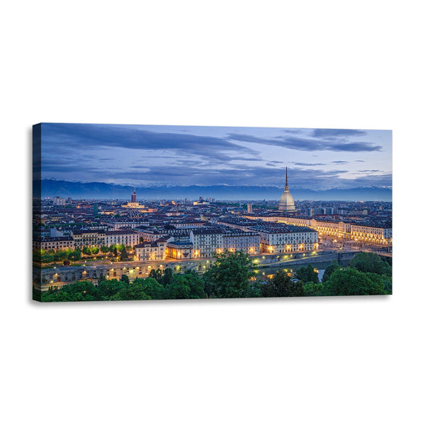 Quadro Stampa su Tela con Telaio in Legno paesaggio torino