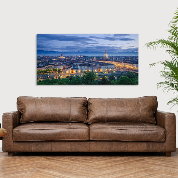 Quadro Stampa su Tela con Telaio in Legno paesaggio torino