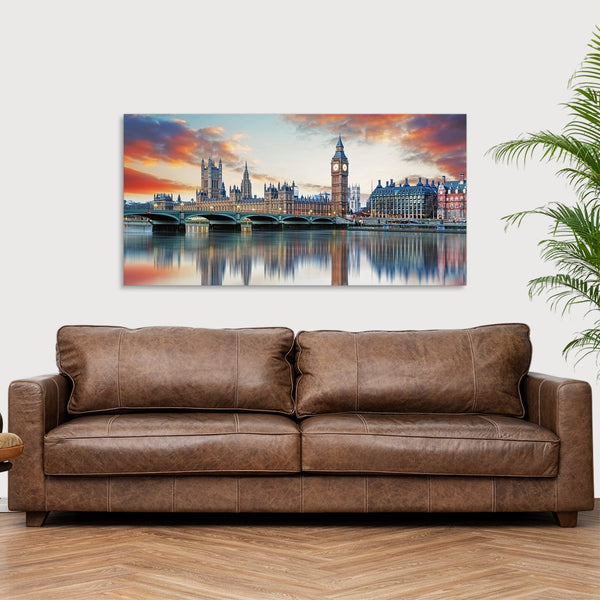 Quadro Stampa su Tela con Telaio in Legno paesaggio londra