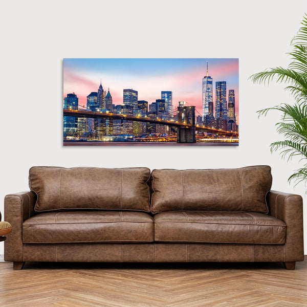 Quadro Stampa su Tela con Telaio in Legno paesaggio new york