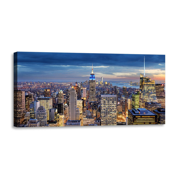 Quadro Stampa su Tela con Telaio in Legno paesaggio new york