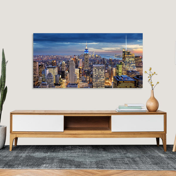 Quadro Stampa su Tela con Telaio in Legno paesaggio new york