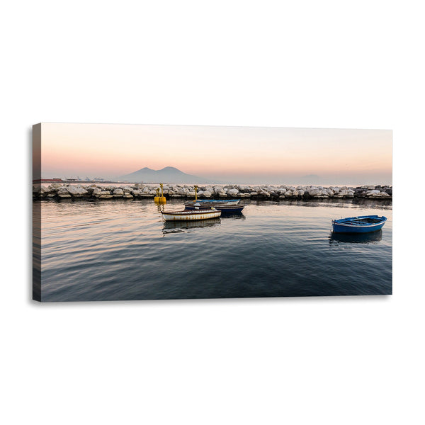 Quadro Stampa su Tela con Telaio in Legno paesaggio napoli vesuvio