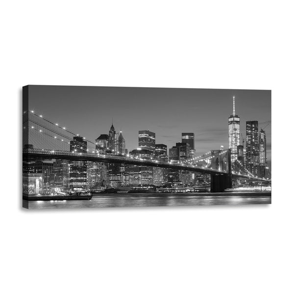 Quadro Stampa su Tela con Telaio in Legno paesaggio new york