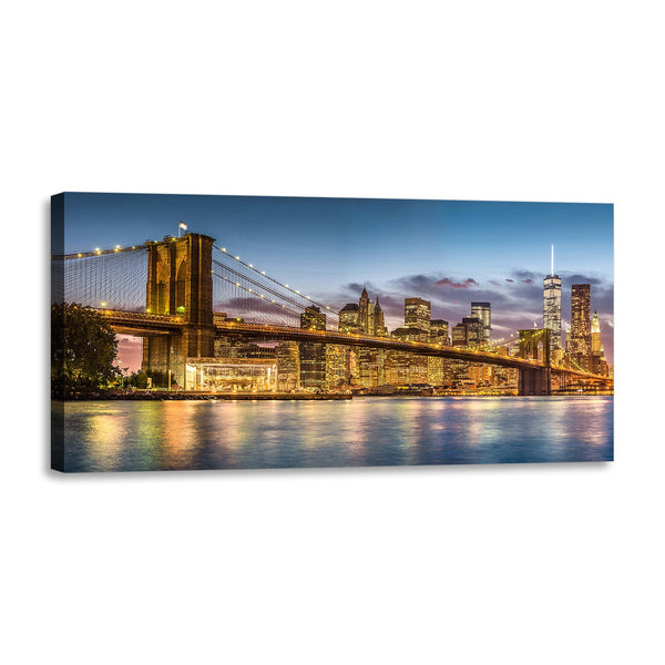 Quadro Stampa su Tela con Telaio in Legno paesaggio new york
