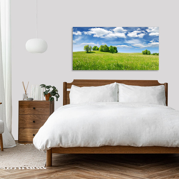 Quadro Stampa su Tela con Telaio in Legno paesaggio alberi