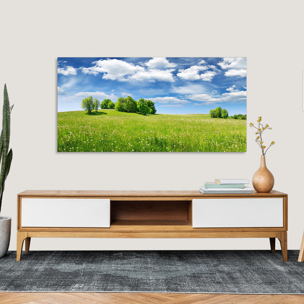 Quadro Stampa su Tela con Telaio in Legno paesaggio alberi