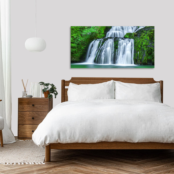 Quadro Stampa su Tela con Telaio in Legno paesaggio cascata