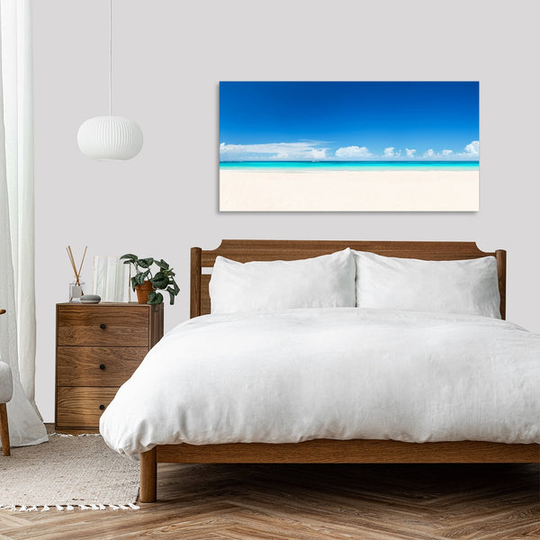 Quadro Stampa su Tela con Telaio in Legno paesaggio isola tropicale mare spiaggia
