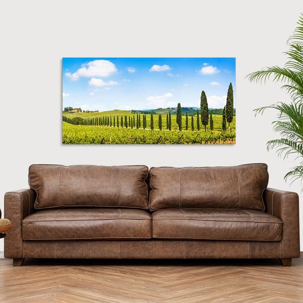 Quadro Stampa su Tela con Telaio in Legno paesaggio alberi