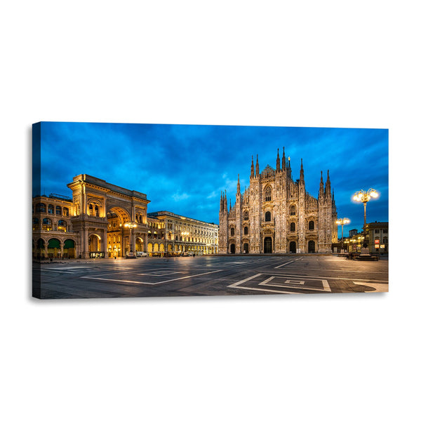 Quadro Stampa su Tela con Telaio in Legno paesaggio milano duomo
