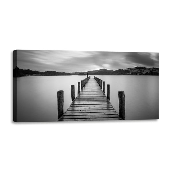 Quadro Stampa su Tela con Telaio in Legno paesaggio pontile
