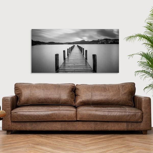 Quadro Stampa su Tela con Telaio in Legno paesaggio pontile