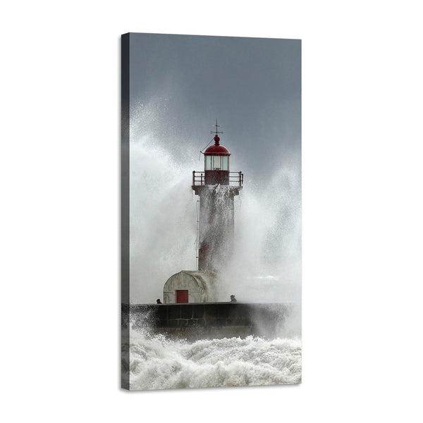 Quadro Stampa su Tela con Telaio in Legno paesaggio faro mare