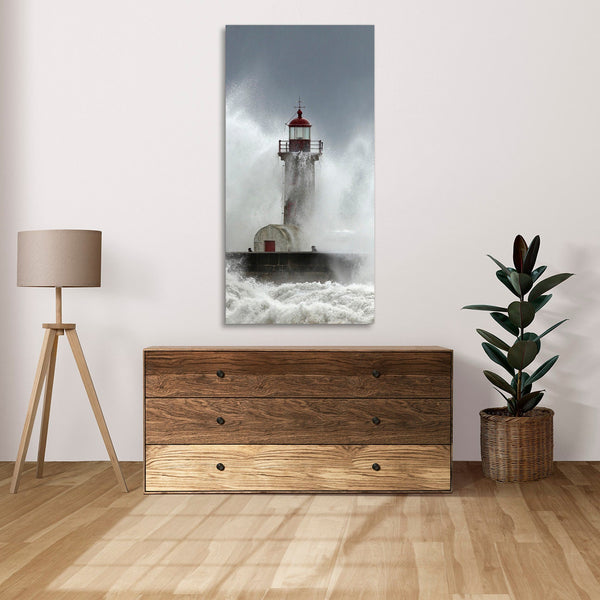Quadro Stampa su Tela con Telaio in Legno paesaggio faro mare