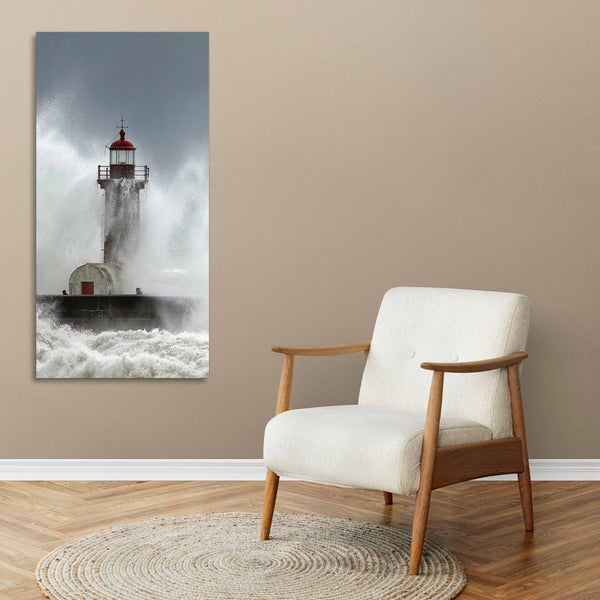 Quadro Stampa su Tela con Telaio in Legno paesaggio faro mare
