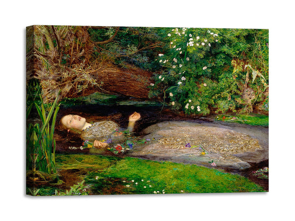Quadro Stampa su Tela con Telaio in Legno John Everett Millais - Ophelia