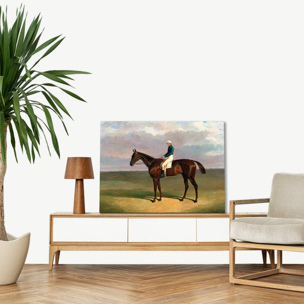 Quadro Stampa su Tela con Telaio in Legno John Frederick Herring - Margrave with James Robinson Up