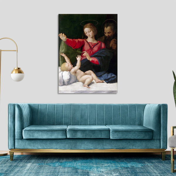 Quadro Stampa su Tela con Telaio in Legno Raffaello Sanzio - Madonna of Loreto