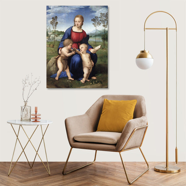 Quadro Stampa su Tela con Telaio in Legno Raffaello Sanzio - Madonna of the Goldfinch