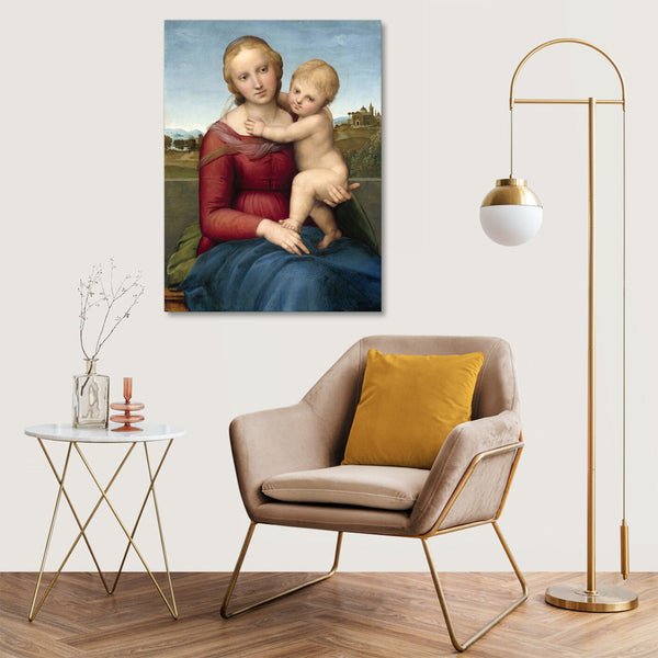 Quadro Stampa su Tela con Telaio in Legno Raffaello Sanzio - The Small Cowper Madonna