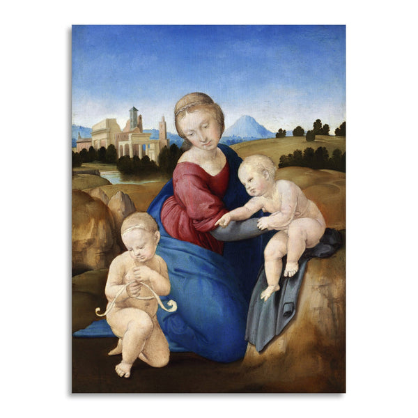 Quadro Stampa su Tela con Telaio in Legno Raffaello Sanzio - Madonna and Child with the Infant Saint John