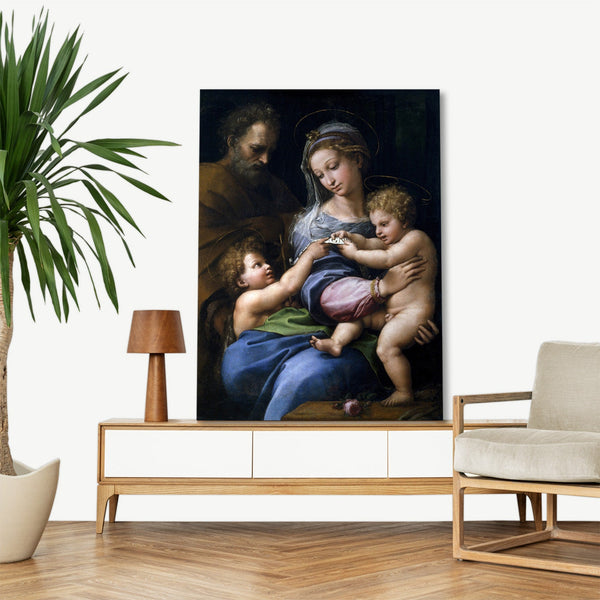 Quadro Stampa su Tela con Telaio in Legno Raffaello Sanzio - Madonna of the Rose