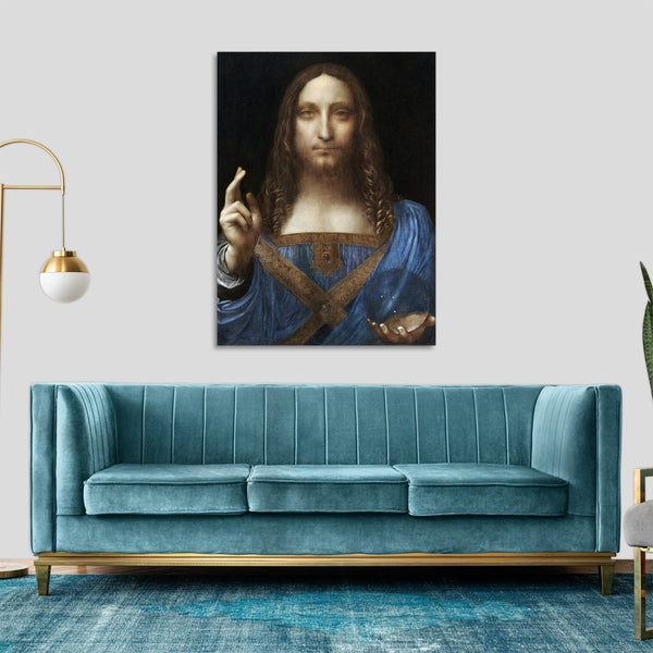 Quadro Stampa su Tela con Telaio in Legno Leonardo da Vinci - Salvator Mundi