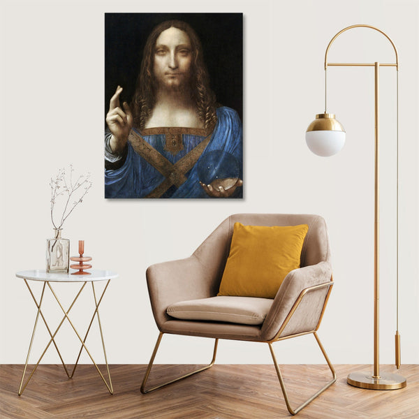 Quadro Stampa su Tela con Telaio in Legno Leonardo da Vinci - Salvator Mundi