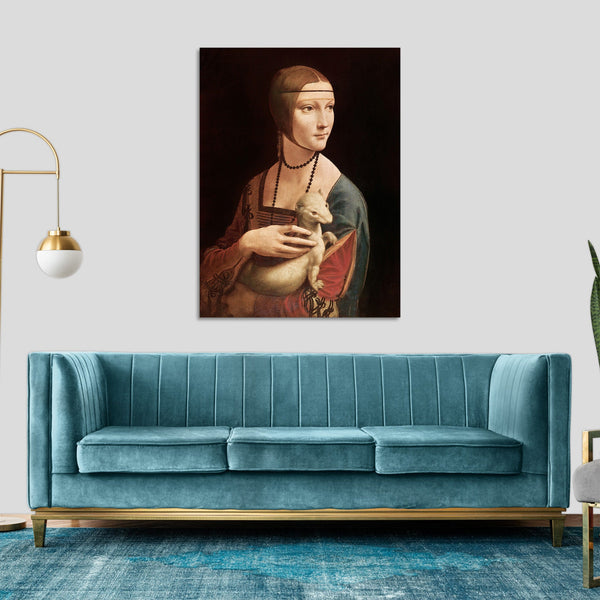 Quadro Stampa su Tela con Telaio in Legno Leonardo da Vinci - Lady with an Ermine