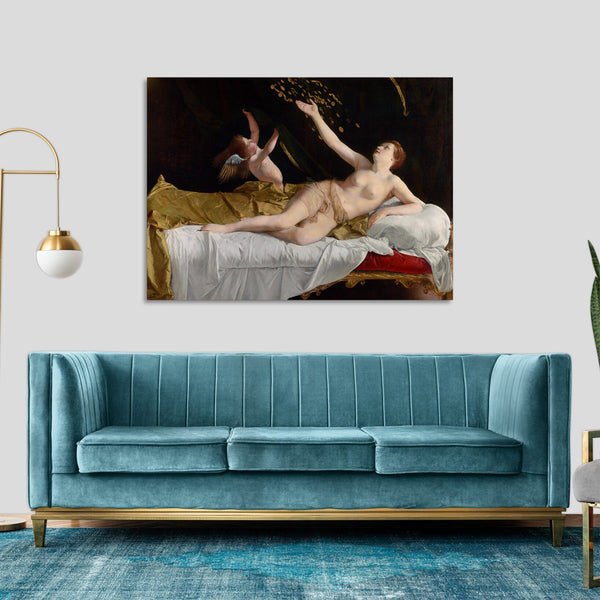 Quadro Stampa su Tela con Telaio in Legno Orazio Gentileschi - Danaë and the Shower of Gold