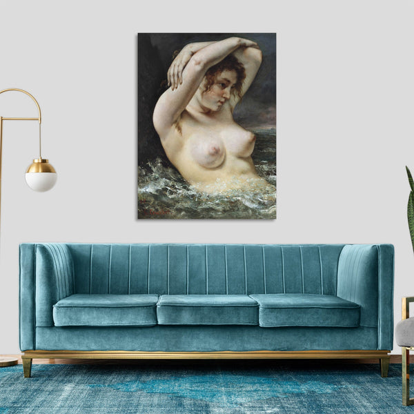 Quadro Stampa su Tela con Telaio in Legno Gustave Courbet - Naked woman