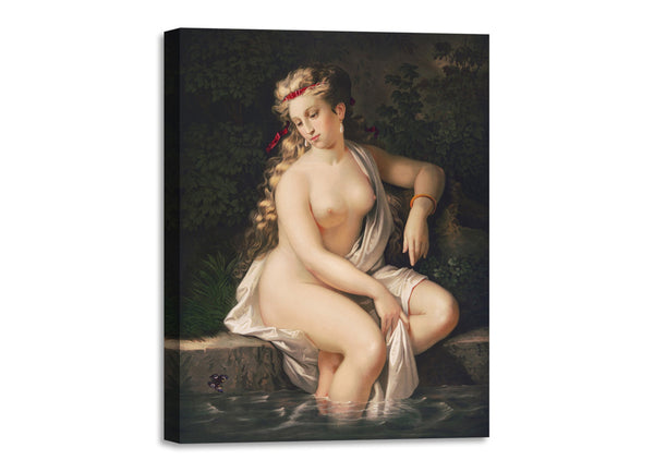 Quadro Stampa su Tela con Telaio in Legno Walter Scott - Sensual nude portrait, Lady of the lake illustrative of the poem