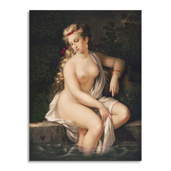 Quadro Stampa su Tela con Telaio in Legno Walter Scott - Sensual nude portrait, Lady of the lake illustrative of the poem