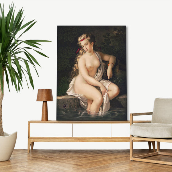 Quadro Stampa su Tela con Telaio in Legno Walter Scott - Sensual nude portrait, Lady of the lake illustrative of the poem