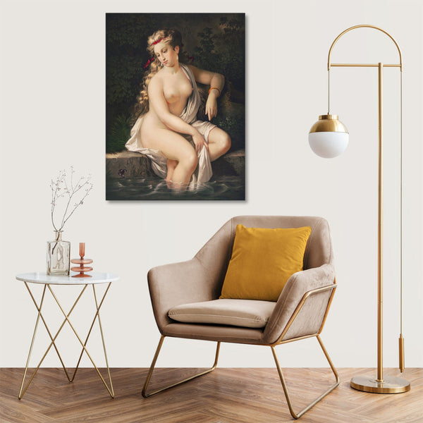 Quadro Stampa su Tela con Telaio in Legno Walter Scott - Sensual nude portrait, Lady of the lake illustrative of the poem