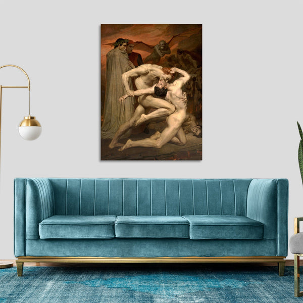 Quadro Stampa su Tela con Telaio in Legno William-Adolphe Bouguereau - Dante and Virgile