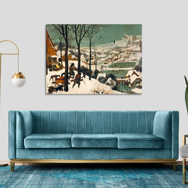 Quadro Stampa su Tela con Telaio in Legno Pieter Bruegel the Elder - Hunters in the Snow