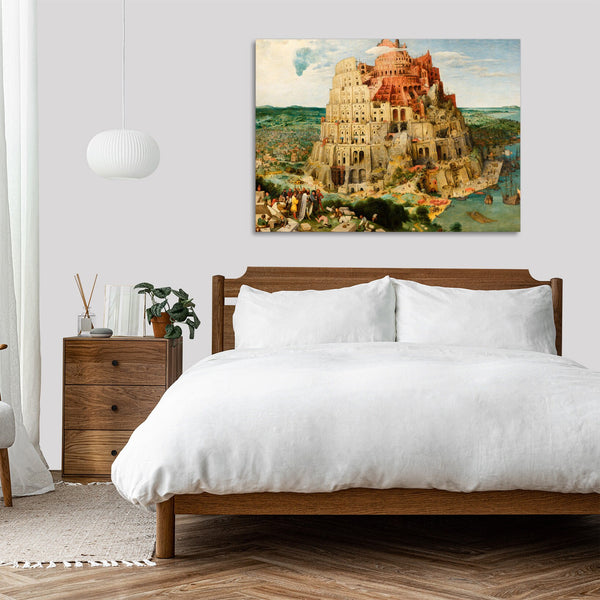 Quadro Stampa su Tela con Telaio in Legno Pieter Bruegel the Elder - The Tower of Babel