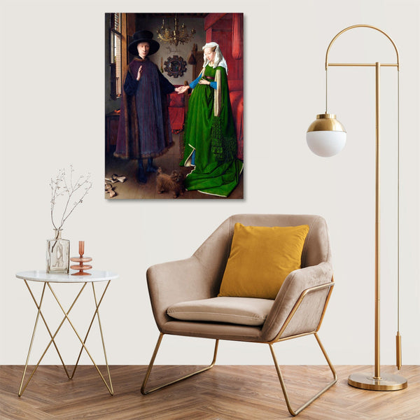 Quadro Stampa su Tela con Telaio in Legno Jan Van Eyck - I coniugi Arnolfini