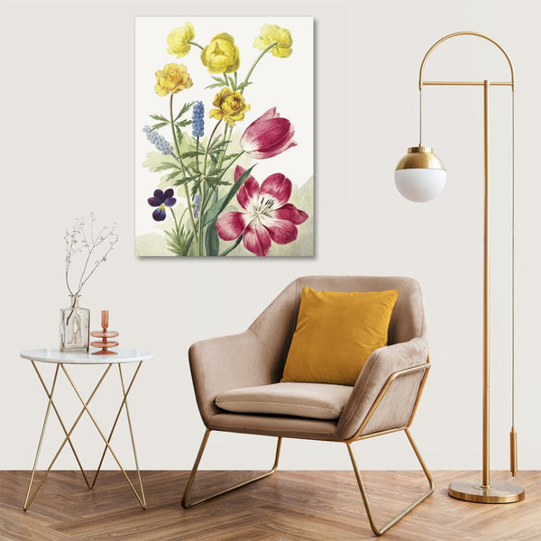 Quadro Stampa su Tela con Telaio in Legno Willem van Leen - Boeket van tulpen
