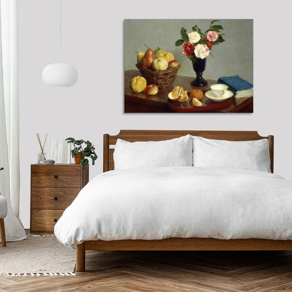 Quadro Stampa su Tela con Telaio in Legno Henri Fantin–Latour - Still Life