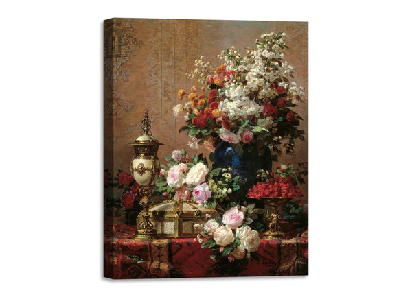 Quadro Stampa su Tela con Telaio in Legno Jean-Baptiste Robie - Composition with Roses