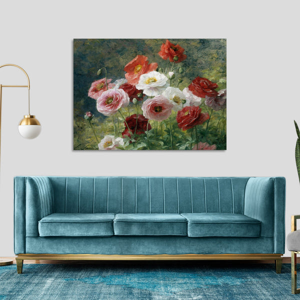 Quadro Stampa su Tela con Telaio in Legno Louis Marie Lemaire - Poppies