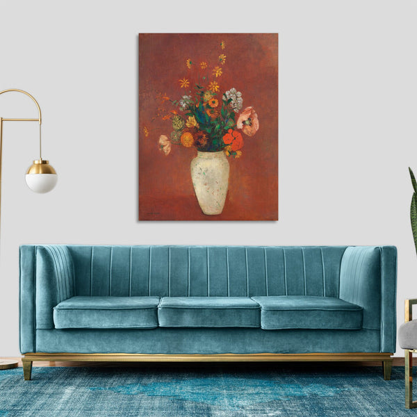 Quadro Stampa su Tela con Telaio in Legno Odilon Redon - Bouquet in a Chinese Vase