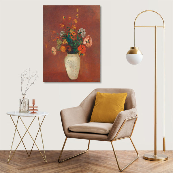Quadro Stampa su Tela con Telaio in Legno Odilon Redon - Bouquet in a Chinese Vase