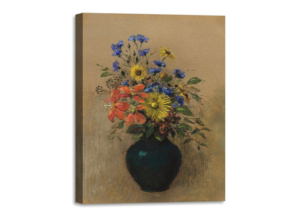 Quadro Stampa su Tela con Telaio in Legno Odilon Redon - Wildflowers