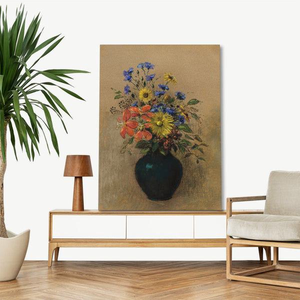 Quadro Stampa su Tela con Telaio in Legno Odilon Redon - Wildflowers