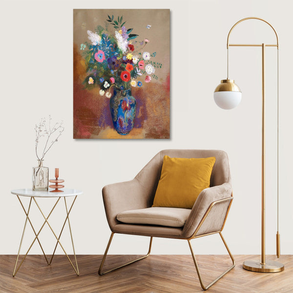 Quadro Stampa su Tela con Telaio in Legno Odilon Redon - Bouquet of Flowers
